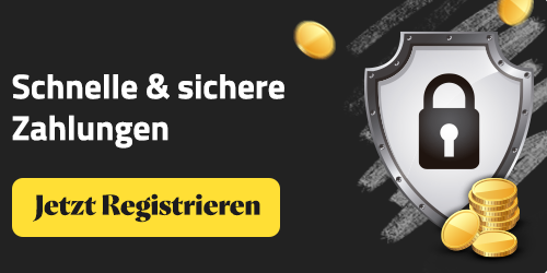 Symbol für sichere Zahlungen mit Registrieren Button
